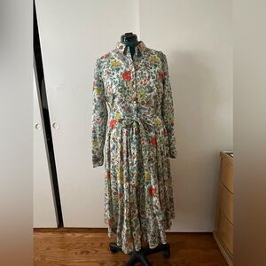 Boden Multicolor Floral Long Sleeve Dress